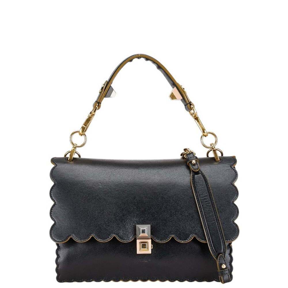FENDI Black Leather Shoulder Bag
